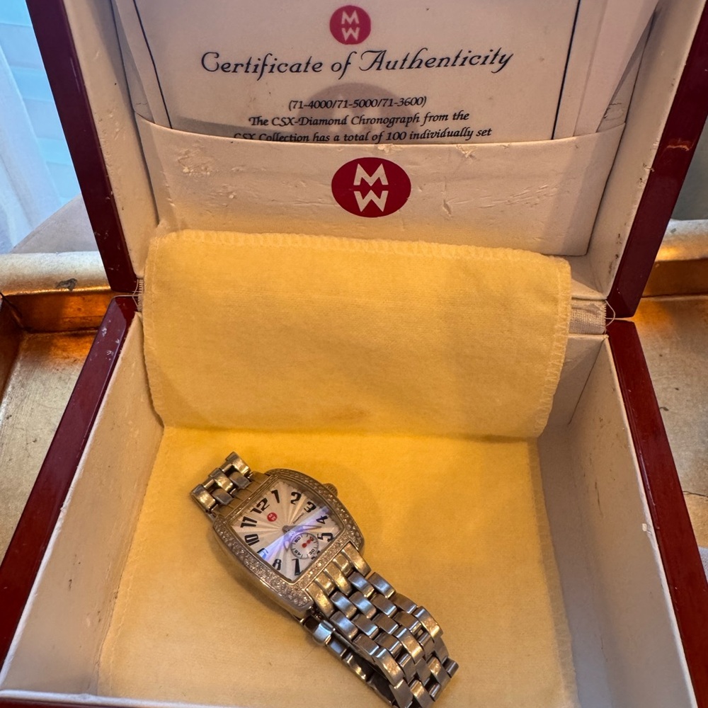 Michele Diamond Silver watch